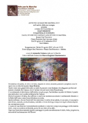 24.08.2019 - Mostra Personale a Matera dell'Artista JOAN SBARCIU - Marco Eugenio Di Giandomenico